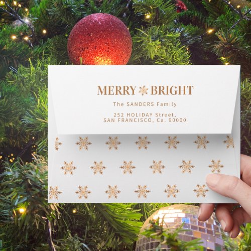 Snowflakes elegant Christmas gold white Envelope