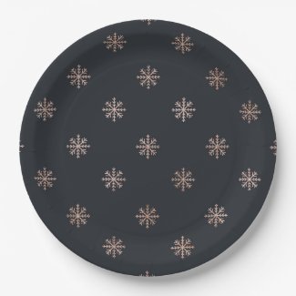 Snowflakes Elegant Modern Gold on Black Christmas 