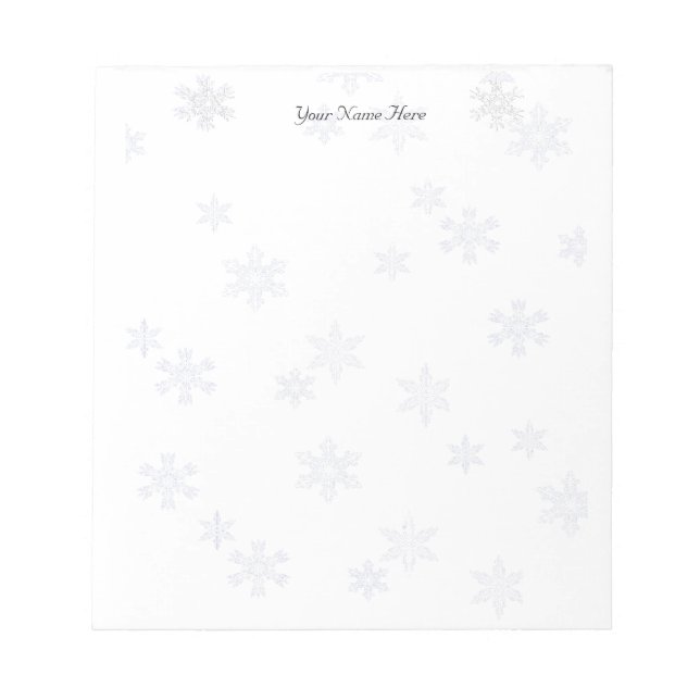 Snowflakes Elegant White  Notepad (Front)