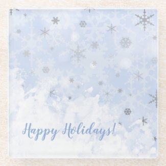 Snowflakes faux metal on baby blue color Your Text
