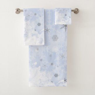 Snowflakes faux metal on baby blue pastel color
