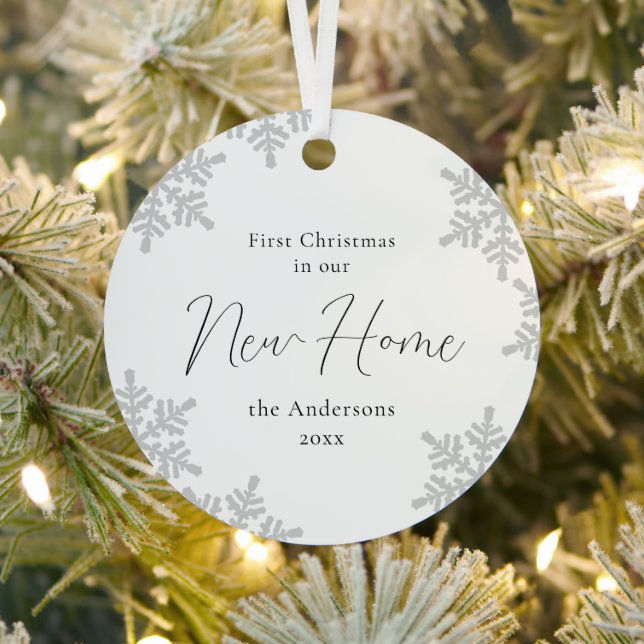 Snowflakes First Christmas In Our New Home Metal Ornament (Insitu)