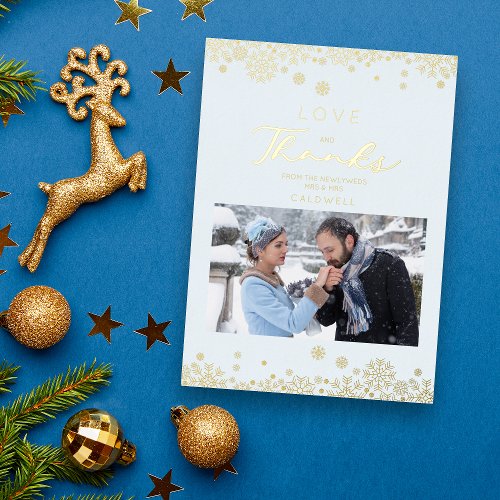 Snowflakes First Merry Christmas Golden Effect Foil Invitation