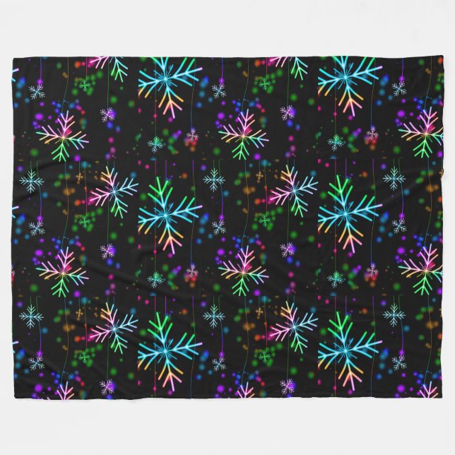 Snowflakes Fleece Blanket (Front (Horizontal))