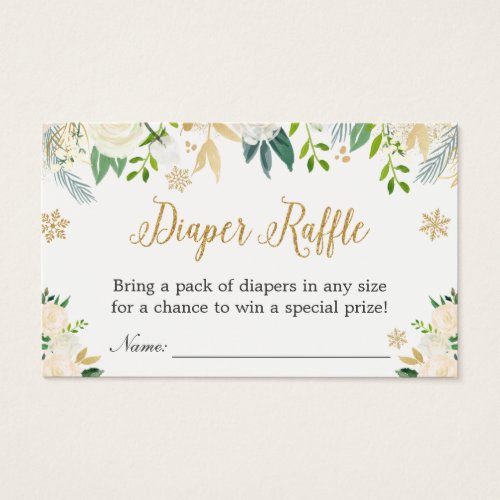 Snowflakes Floral Gold Baby Shower Diaper Raffle