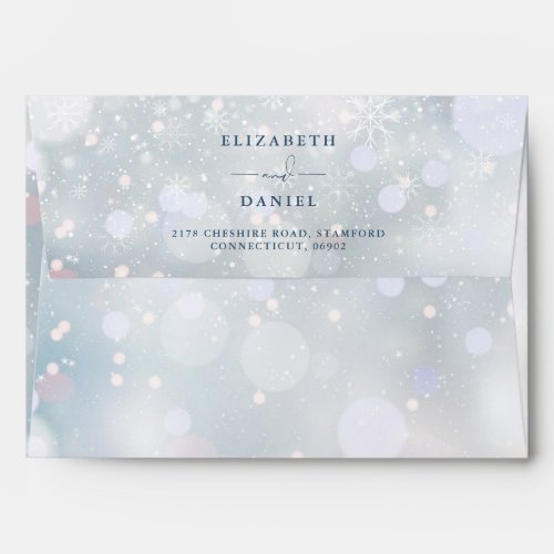 Snowflakes Floral Winter Wedding Envelope