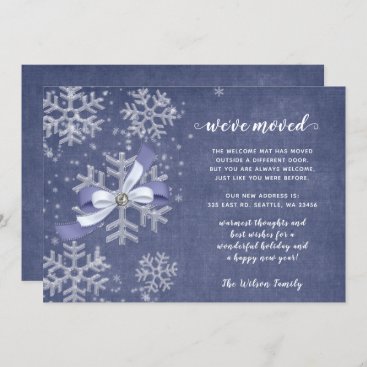 Snowflakes Flurries We've Moved Holiday Cards