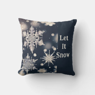 Snowflakes / Fluttering / Crop / Let It Snow Throw Pillow