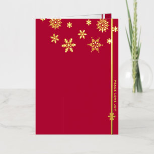 Snowflakes Folded Foil Red Holiday Card