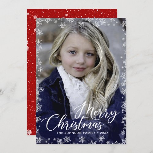 Snowflakes Frame Christmas PHOTO Greeting Holiday Card