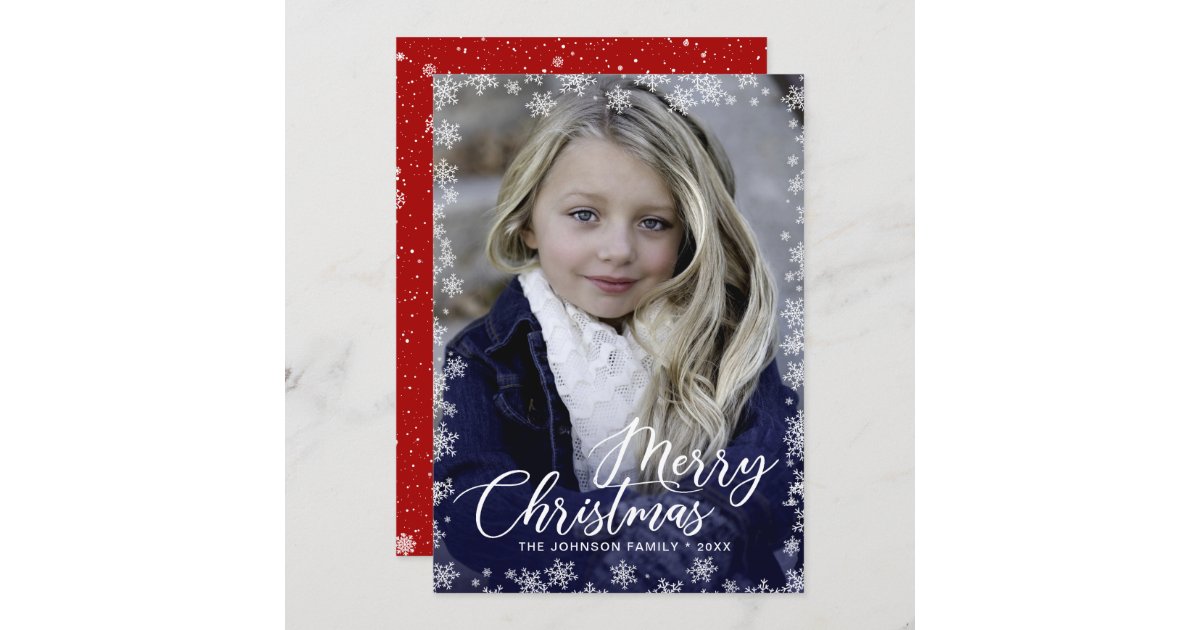 Snowflakes Frame Christmas PHOTO Greeting Holiday Card | Zazzle