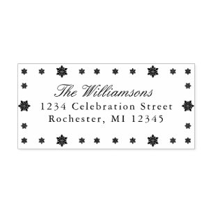 Snowflakes frame Holiday Return Address Self-inking Stamp