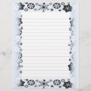 Snowflakes Framed Lined Writing Paper