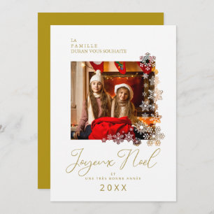 Snowflakes French Modern Elegant Chic Christmas Holiday Card