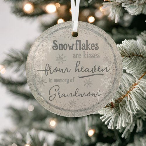 Snowflakes from Heaven In Memory of Personalized Glass Ornament