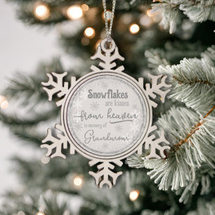 Snowflakes from Heaven In Memory of Personalized Snowflake Pewter Christmas Ornament