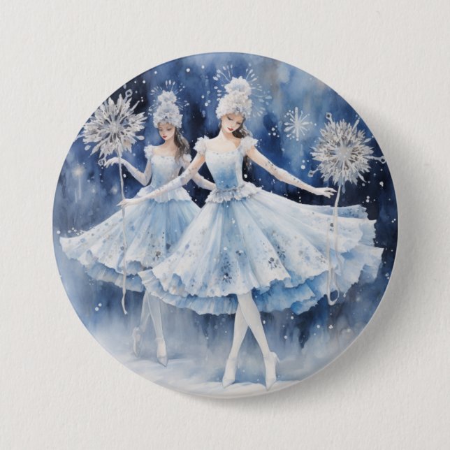 Snowflakes from The Nutcracker Ballet Button (Front)