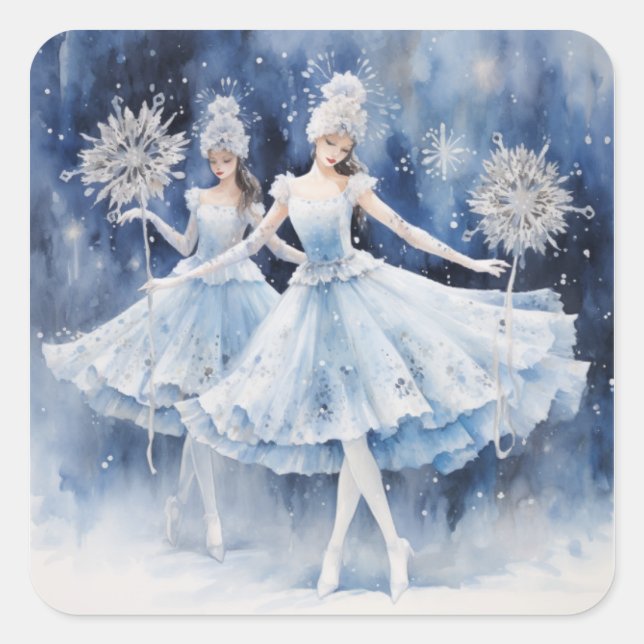 Snowflakes from The Nutcracker Ballet Square Sticker (Front)