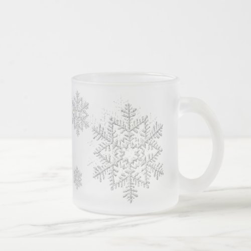 SNOWFLAKES FROSTED GLASS COFFEE MUG
