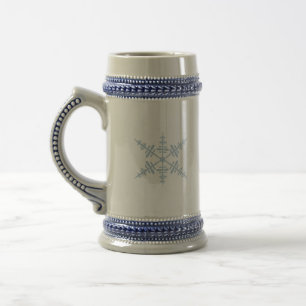 Snowflakes Frosted Glass Mug, 10 oz Beer Stein