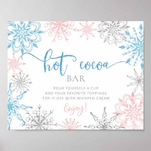 Snowflakes gender reveal Hot cocoa bar Poster