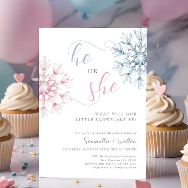  Snowflakes Gender Reveal Party Invitation (Creator Uploaded)