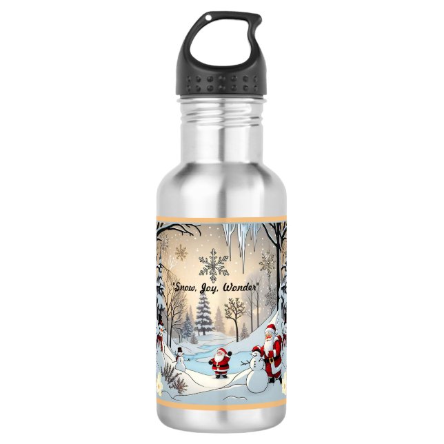 "Snowflakes Gentle Fall" Stainless Steel Water Bottle (Front)