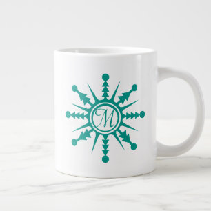 Snowflakes Geometrical Inital Name Giant Coffee Mug