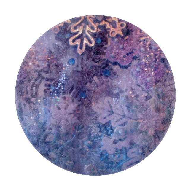 Snowflakes glass cutting board (Front)