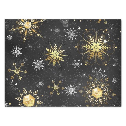 Snowflakes Gold Black Christmas Gift Tissue Paper