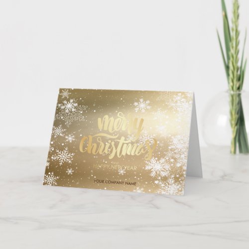 Snowflakes Gold Christmas Company Greeting Holiday Card