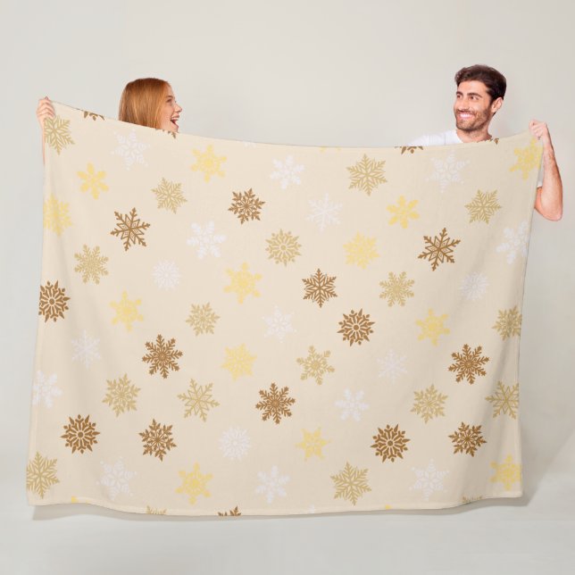 Snowflakes (Gold) Fleece Blanket (In Situ)