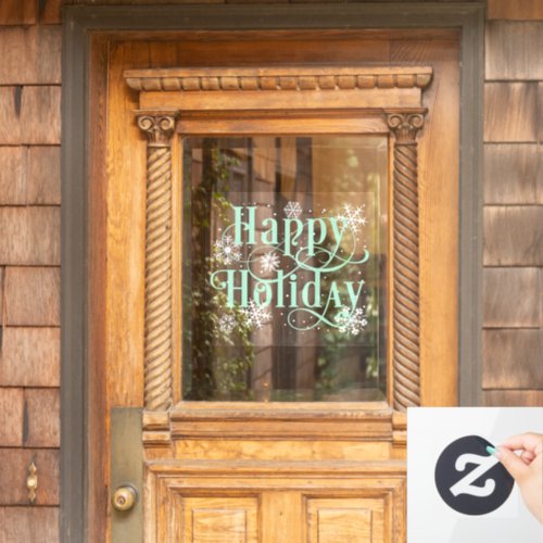 Snowflakes gold Happy Holiday Home door Window Cli Window Cling