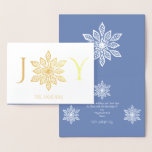 Snowflakes Gold Holiday Blue Greetings Foil Card