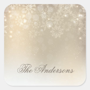 Snowflakes Gold Personalized Holida Sticker Seal