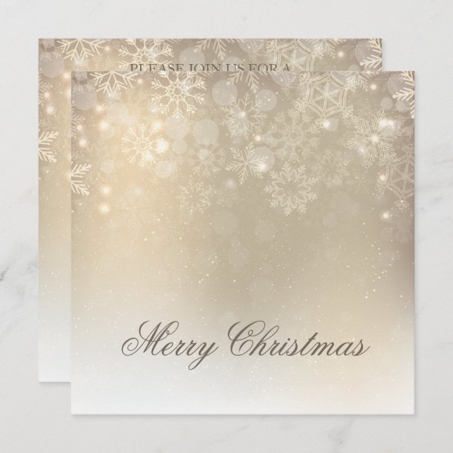 Snowflakes Gold Personalized Holiday | Invitation (Front/Back)