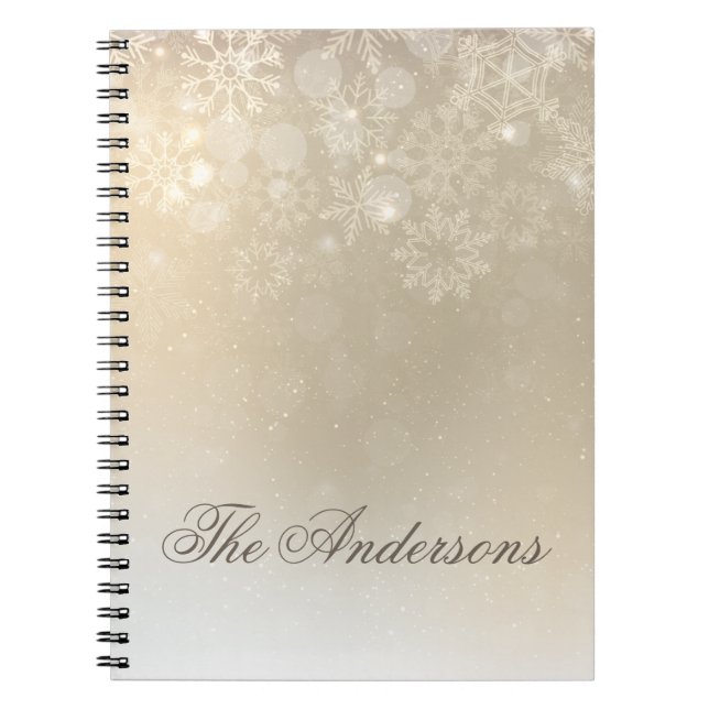Snowflakes Gold Personalized Holiday | Notebook (Front)