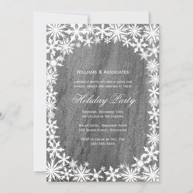 Snowflakes & Granite Corporate Holiday Invitation (Front)