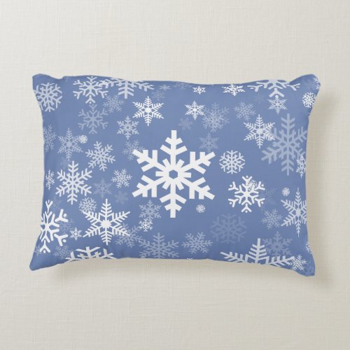 Snowflakes Graphic Customize Color Background on a Accent Pillow