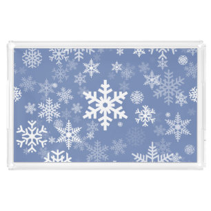 Snowflakes Graphic Customize Color Background on a Acrylic Tray