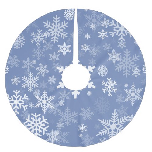 Snowflakes Graphic Customize Color Background on a Brushed Polyester Tree Skirt