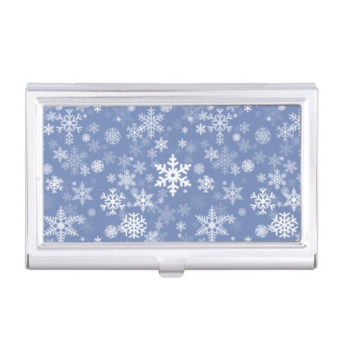 Snowflakes Graphic Customize Color Background on a Business Card Holder