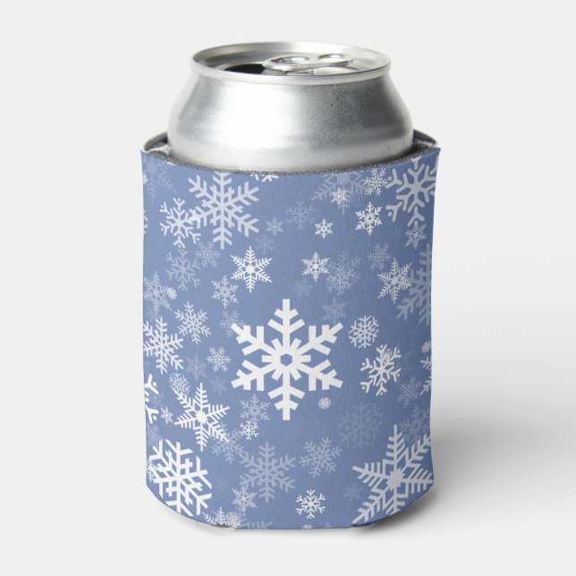 Snowflakes Graphic Customize Color Background on a Can Cooler (Can Front)