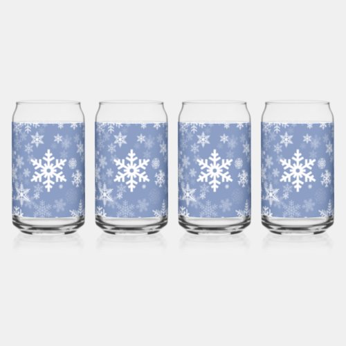 Snowflakes Graphic Customize Color Background on a Can Glass