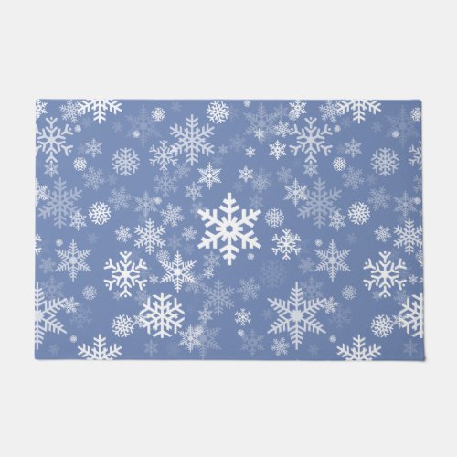 Snowflakes Graphic Customize Color Background on a Doormat