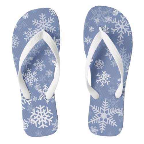 Snowflakes Graphic Customize Color Background on a Flip Flops