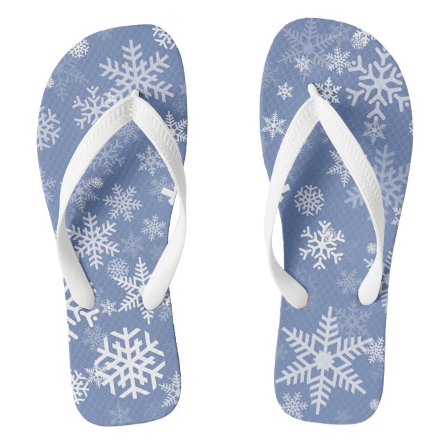 Snowflakes Graphic Customize Color Background on a Flip Flops (Footbed)