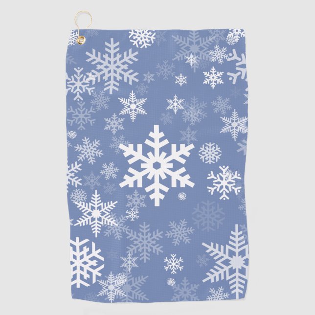 Snowflakes Graphic Customize Color Background on a Golf Towel (Front)