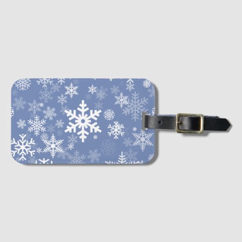 Snowflakes Graphic Customize Color Background on a Luggage Tag