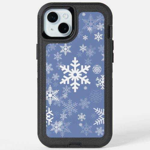 Snowflakes Graphic Customize Color Background on a iPhone 15 Plus Case